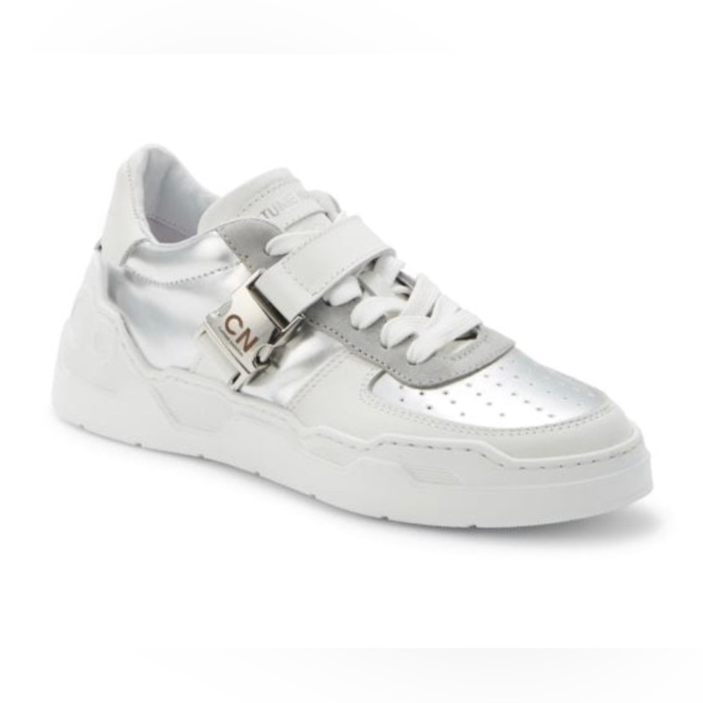 COSTUME NATIONAL Metallic Leather Sneakers. Size 38 B . New - Picture 2 of 11